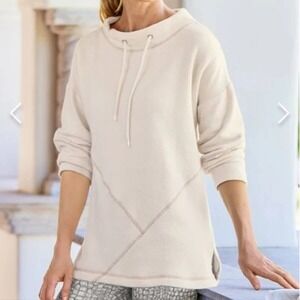 Soft Surroundings Danika Sweater Women's XL Cream Mock Neck Tunic Pullover Knit